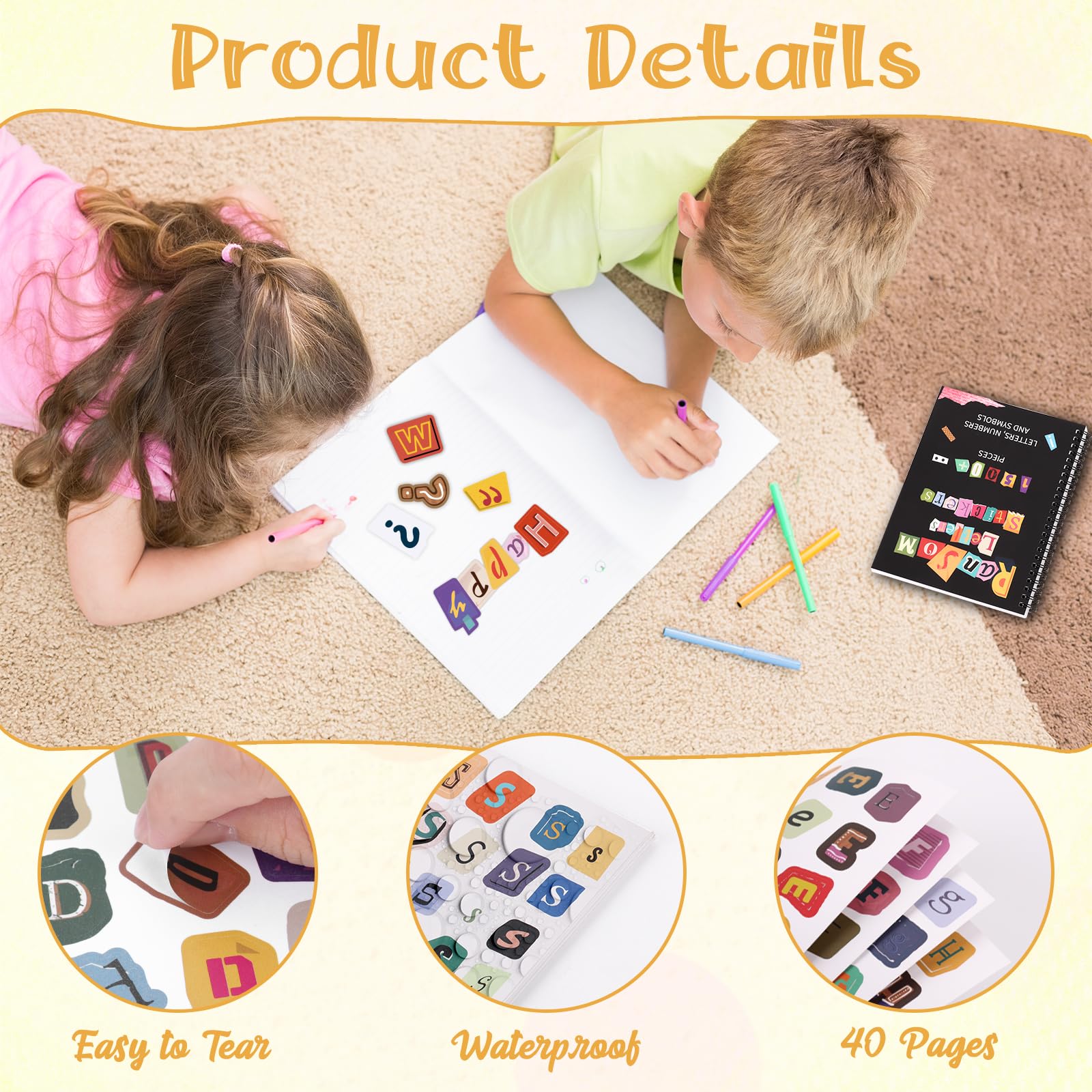 SKLENICE The Cut Out And Collage Book Spiral Bound Ransom Note Letters Sticker Books 8.5x6.3inch 1400+ Cut and Paste Materials Vintage Scrapbook Alphabet Letters Numbers Punctuation For Junk Journal - Image 4