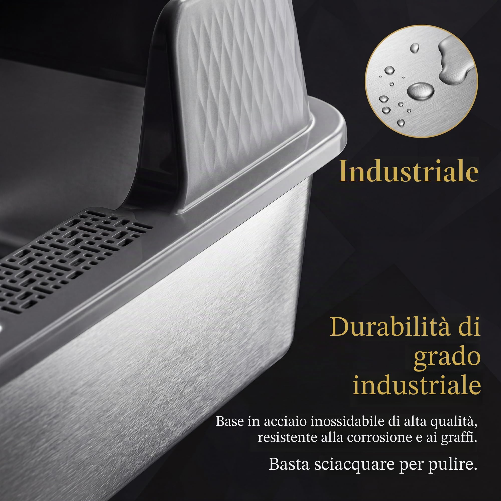 Suhaco Lettiera in Acciaio Inox per Gatti XL con Coperchio, Tappetino e Paletta - Lati Alti, Facile da Pulire (L, Grigio)