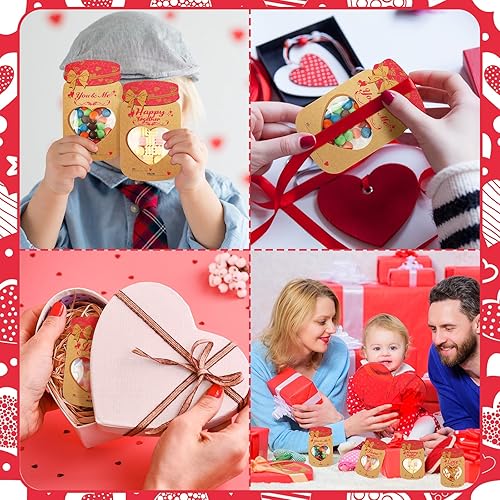 Miniatura 5 de Chivertion Juego de 160 tarjetas de tarro de caramelo para el día de San Valentín, tarjetas de papel kraft para intercambio del día de San Valentín,