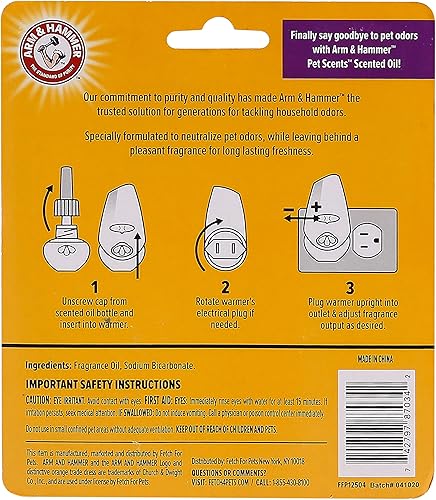 Miniatura 5 de Arm & Hammer For Pets Scents - Recambios de aceite perfumado enchufable en campos de lavanda, paquete de 2 Desodorizador para el hogar para olores