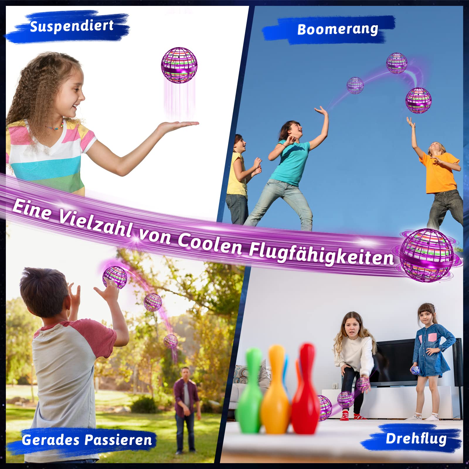 semai Palla volante RGB Boomerang giocattolo regalo per bambini, rosa rosso