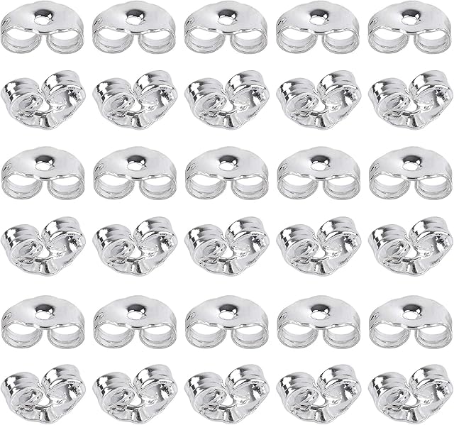 SANNIX 30pcs/15 Pairs 925 Sterling Silver Earring Backs Replacement Secure Ear Lockings