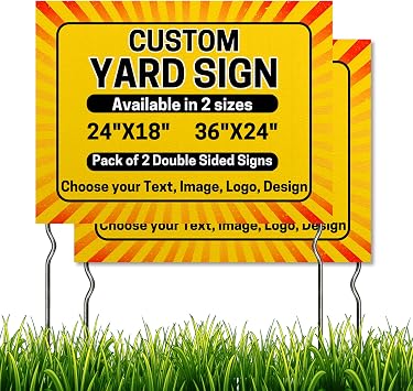 Custom Yard Signs with Metal Stakes by DreamController | Personalized Lawn Sign with Your Photo, Text or Logo for Businesses & Events | HD Print Outdoor Signage | Made in USA | Multiple Sizes