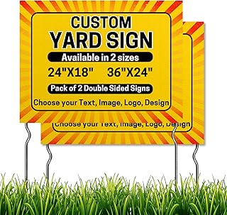 Custom Yard Signs with Metal Stakes by DreamController | Personalized Lawn Sign with Your Photo, Text or Logo for Businesses & Events | HD Print Outdoor Signage | Made in USA | Multiple Sizes