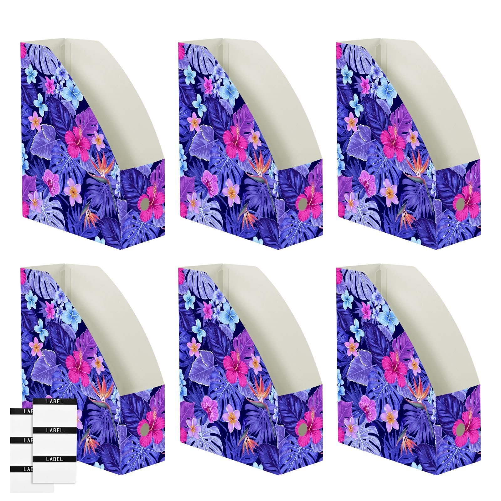 Porte-revues en plastique PP Motif feuilles tropicales Violet