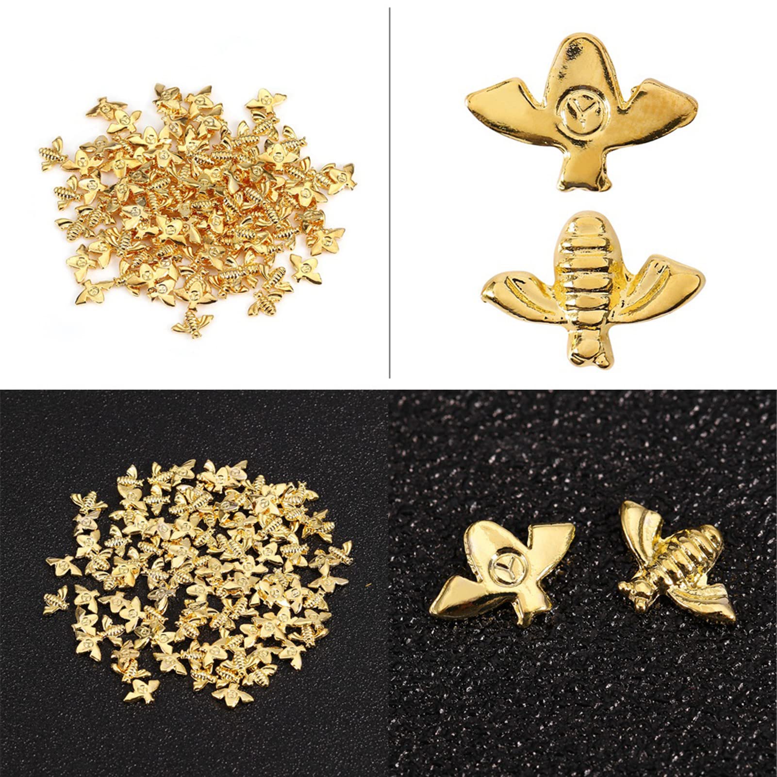 3D Bienen-Nagelcharms Aus Metall – 100 Stück Im Set | Für Nail Art, Gel & Acryl | Goldfarben | Perfekt Für DIY-Nageldesigns & Deko