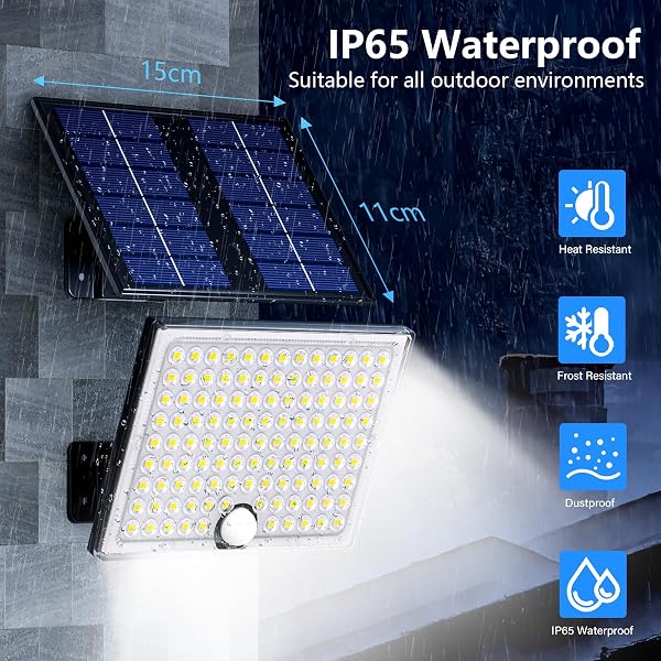 Realky Lampe Solaire Extérieur Détecteur de Mouvement, Lumière Solaire Extérieure avec Télécommande, 2000 mAh 3 Modes Étanche IP65 Éclairage Solaire Extérieur Jardin avec Câble de 5M, 2 Pièces - 5