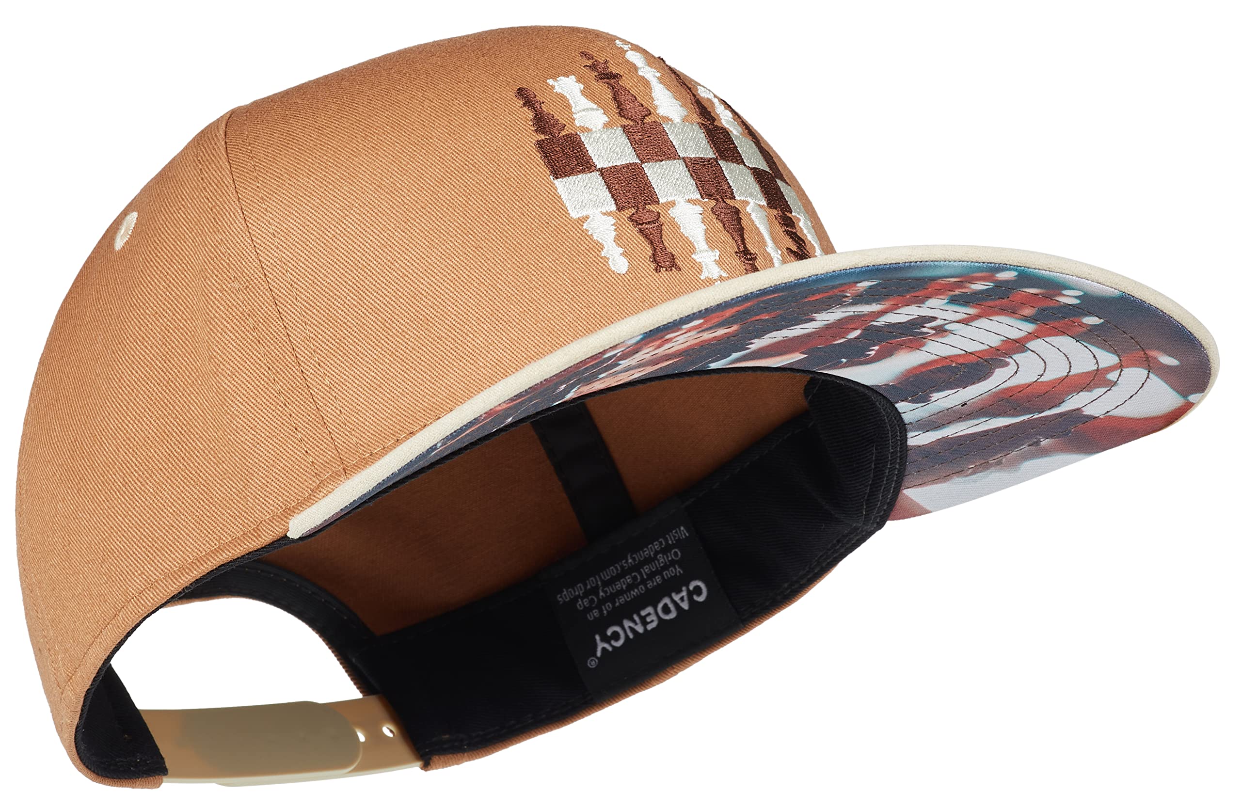 Cadency - Cappellino da uomo, con chiusura regolabile, a scacchi, da baseball, con visiera dritta, di alta qualità, durevole, taglia unica, unisex, marrone chiaro, misura regolabile, marrone, Taglia