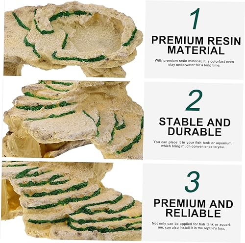 Miniatura 2 de Balacoo Plataforma de tortuga para caja de accesorios de hábitat de tortugas para interiores, plataforma de basking de tortuga, refugio de resina