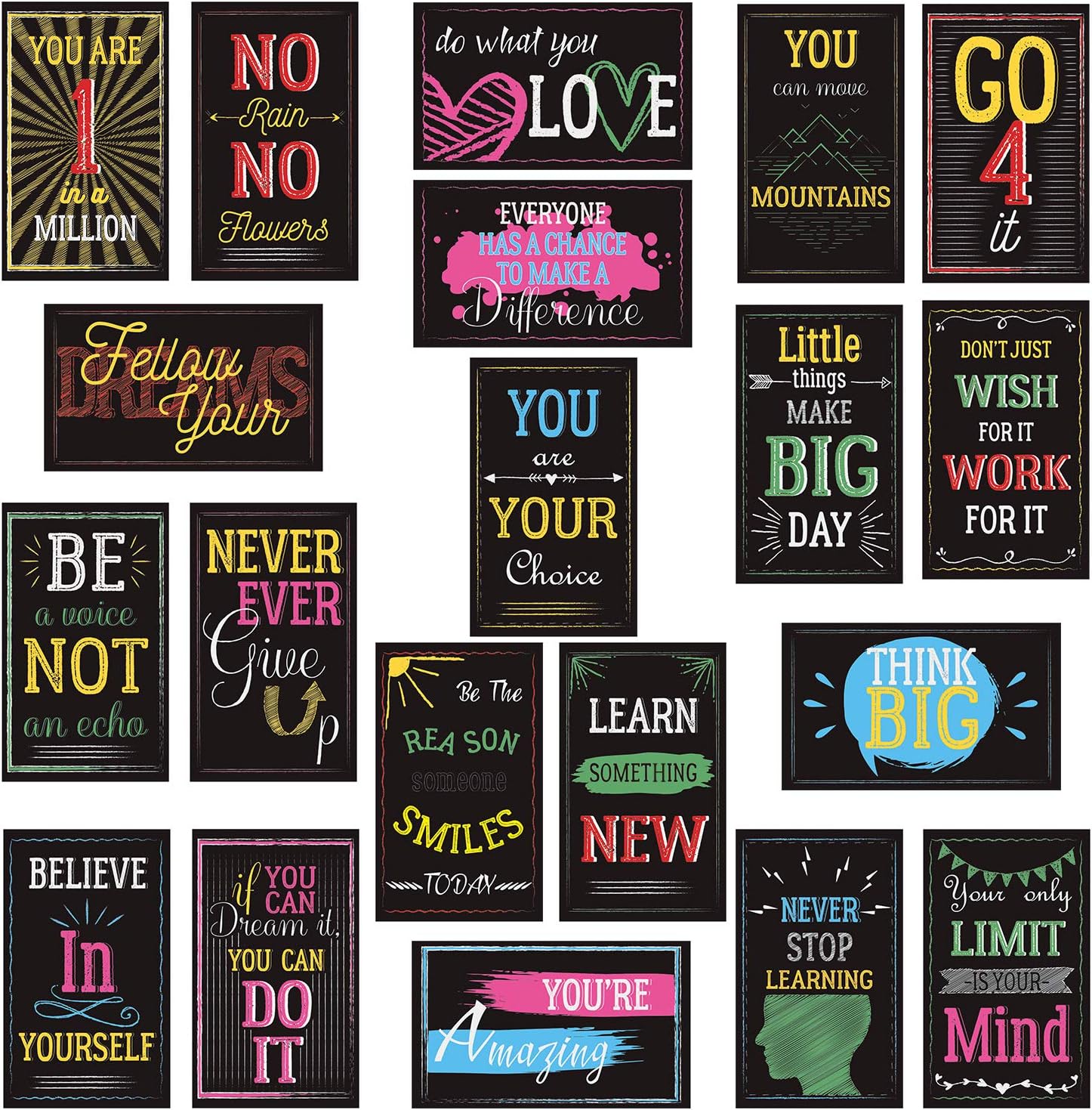 80 Pieces Motivational Gratitude Quote Cards Kindness Encouragement Cards Assorted Inspirational Box Notes for Kids Boys and Girls School Business Cards, 20 Designs