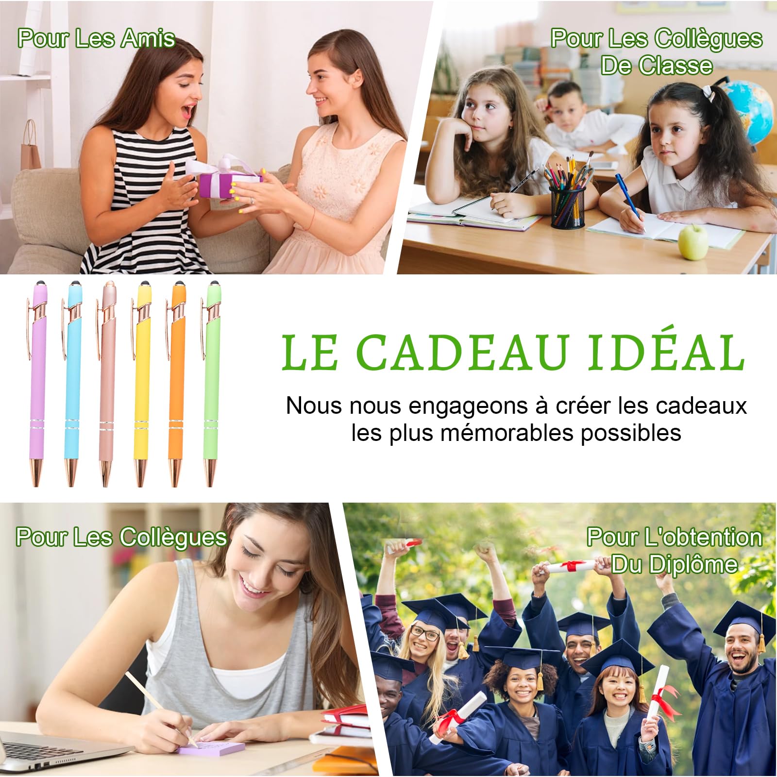 Générique Stylo Personnalisé avec Texte/Icône Gravé, Personnalisable 2-1 Stylo Multifonction avec Stylet, Multicolore, 50 Pièces