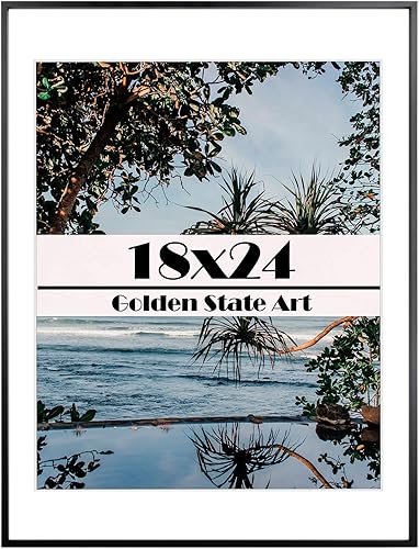 Vista 46 de Golden State Art - Marco de fotos de aluminio satinado clásico de 8 x 10 con alfombrilla de color marfil para fotos de 5 x 7 y cristal real, Dorado