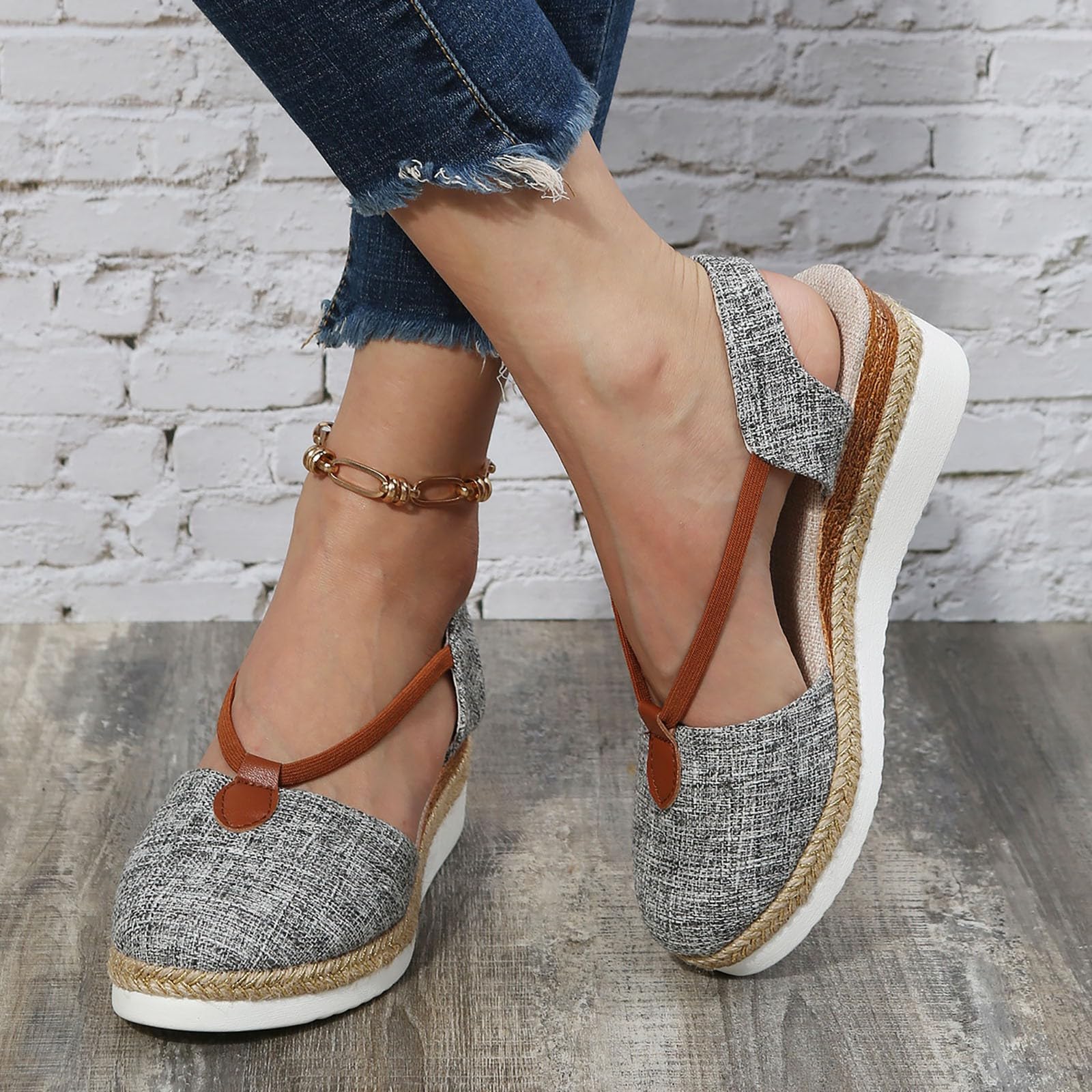 Scarpe Da Passeggiata Donna Leggera Confortevole Ortopedica, Pantofole Da Interni Da Donna Estate Pantofola Ortopedica Piattaforma, Pantofola Flangia Cavigliera Tong - Lino Tong Casual Traspirante