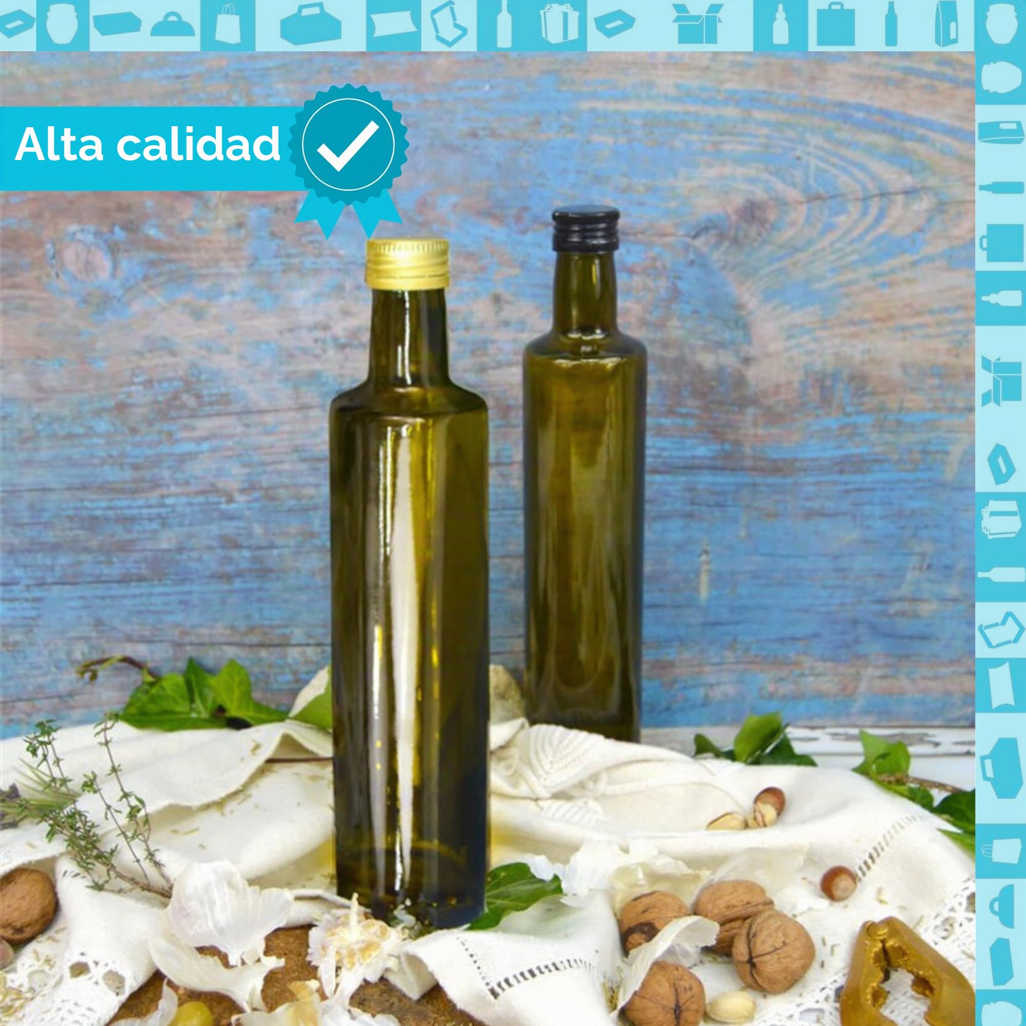 Espirito Rebelde 20 botellas de vidrio oscuro, 500 ml, con tapa de rosca negra | Protección UV | ideal para aceite de oliva, vinagre | Botella de aceite