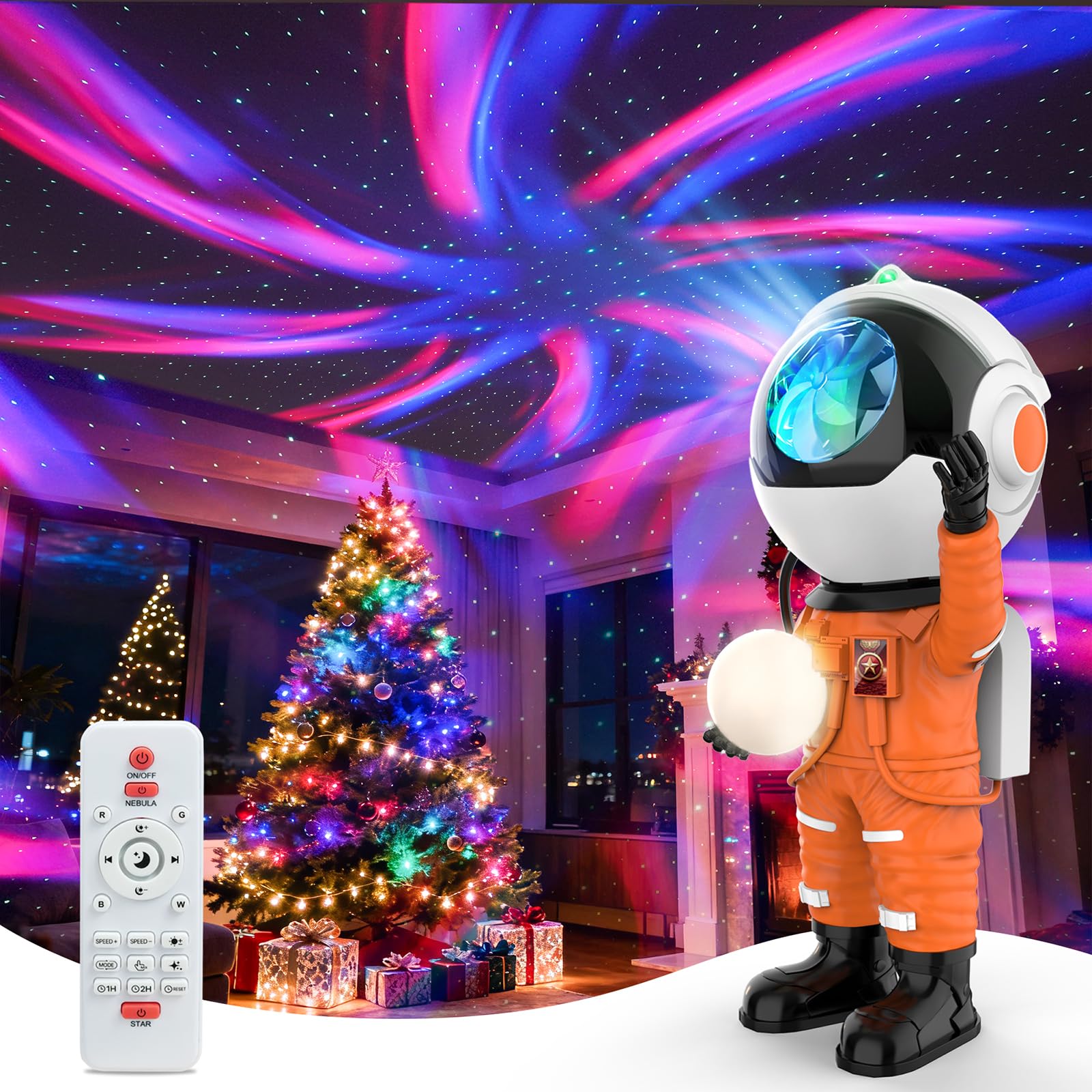 Rossetta Astronaut Galaxy Projector, Star Projector for Bedroom, LED Night Light for Kids Room with Timer and Remote, Room Decor Aesthetic, Party,