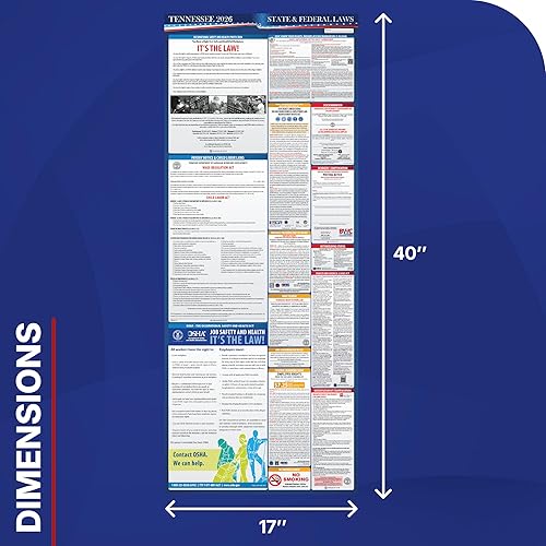Miniatura 2 de Póster de la ley laboral estatal y federal de Tennessee 2026 - Cumple con OSHA en el lugar de trabajo - Publicación de regulaciones obligatorias