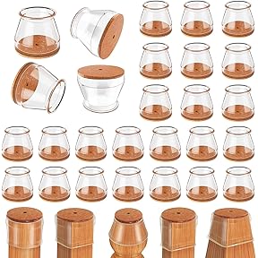 VIUME 24 Pcs Chair Leg Floor Protectors for Hardwood Floors Silicone Covers to Protect Wood Tile Floors Felt Pads Furniture Leg Caps Anti-Scratch Reduce Noise (Fit:1.3"-2")