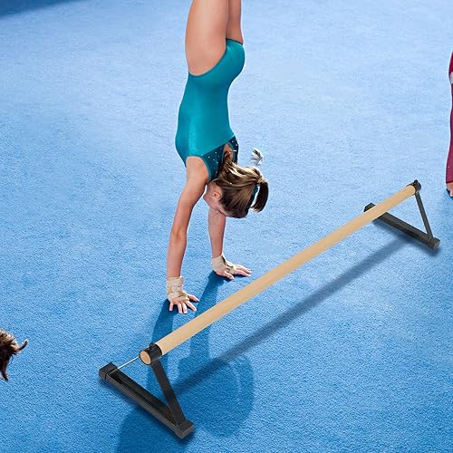 Miniatura 5 de Leyndo Barra de pirueta de madera, juego de paraletas de madera, barras de empuje para gimnasia, paradas de manos, entrenamiento de piso, 54