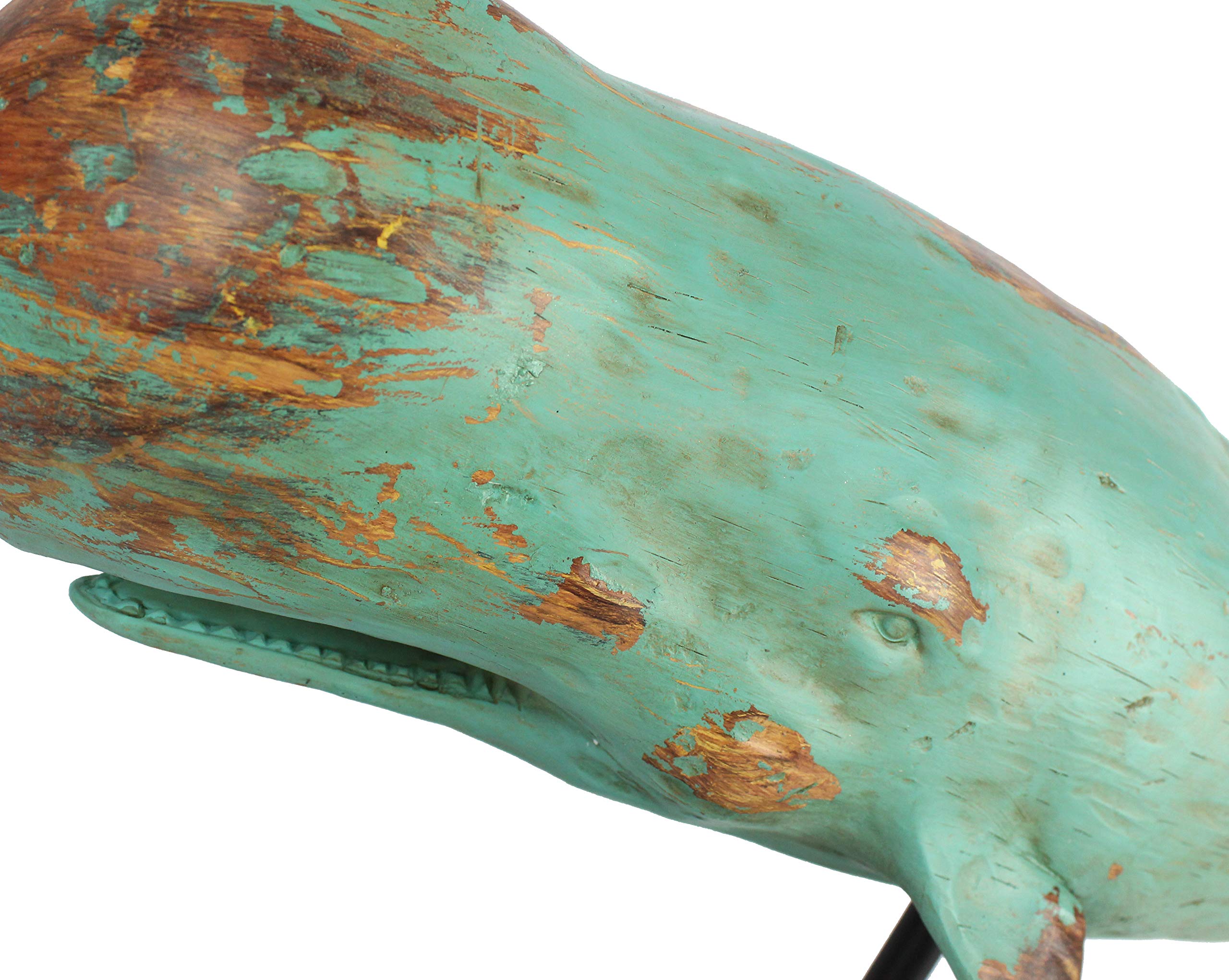 Wal Walfisch Fisch Dekofigur Statue Skulptur Standfuß Polyresin Modern - Maritime Deko für Wohnung in Holz-Optik - Dekoration für Wohnzimmer, Schlafzimmer oder Badezimmer - XXL 77x17,5x38,5 cm