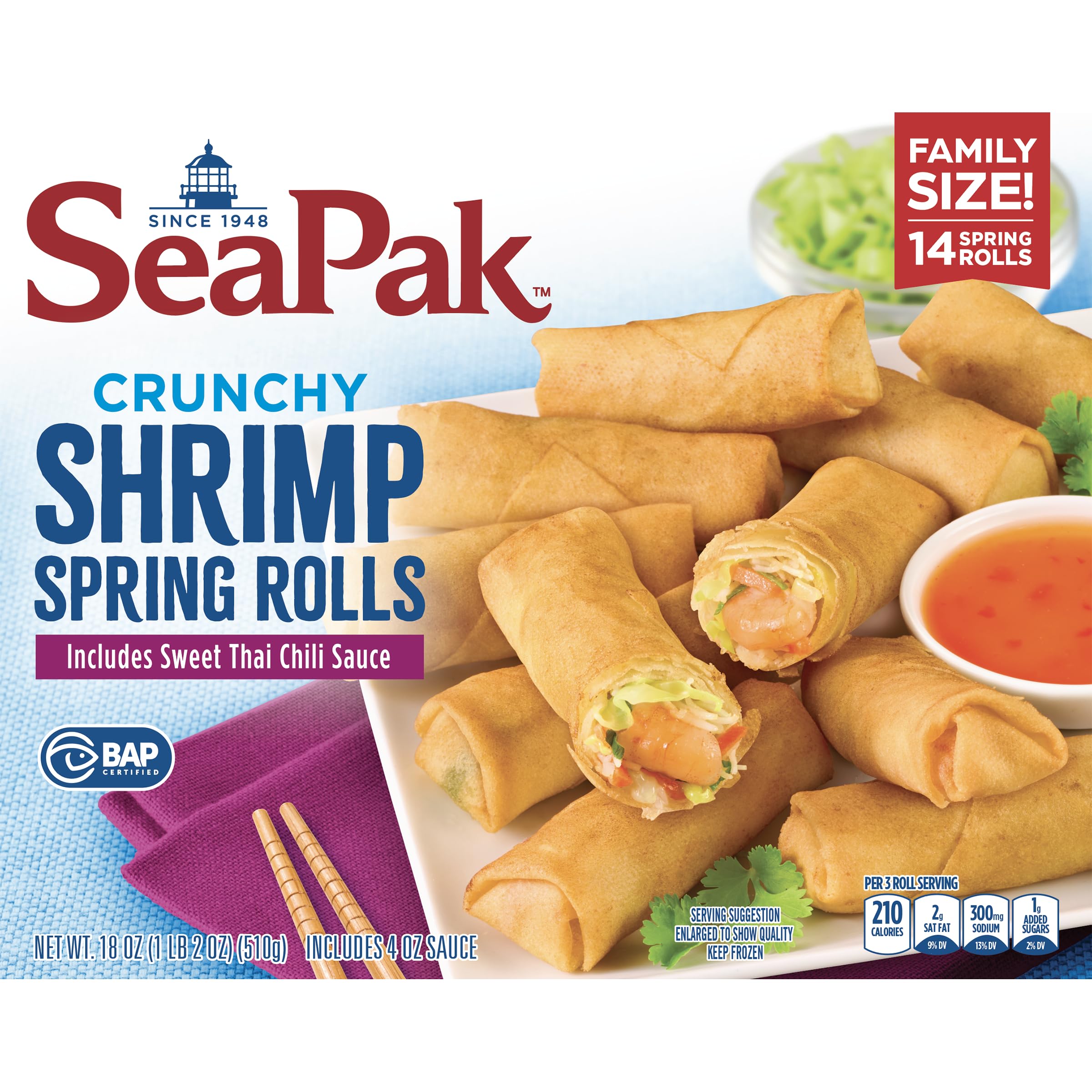 SeaPak Frozen Meals - Shrimp Spring Rolls with Sweet Chili Sauce Easy to Bake Frozen Appetizers for Parties — view 5