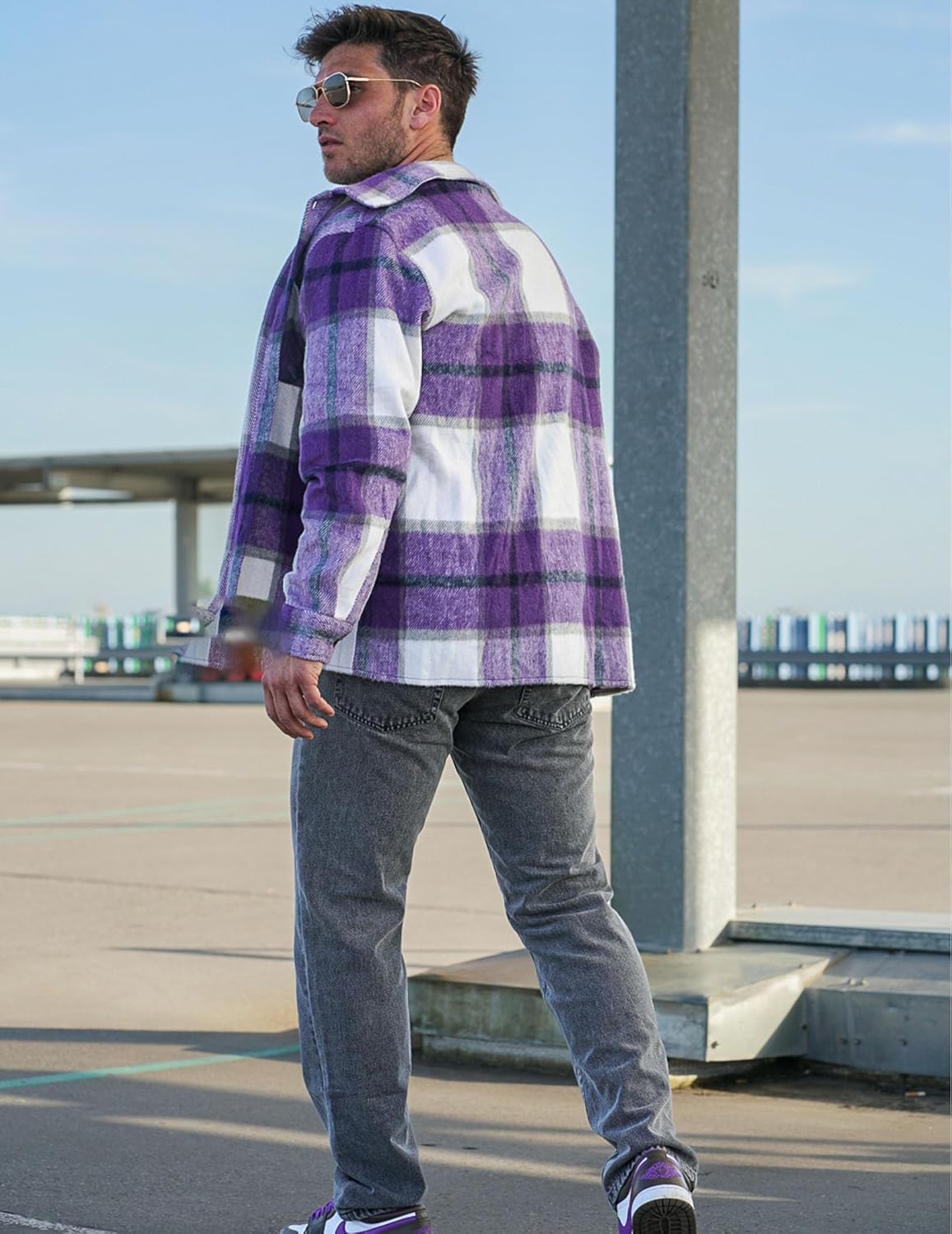 COOFANDY Men's Flannel Shirts Casual Button Down Plaid Shirt Jacket Long Sleeve Fleece Shacket with Pockets - Image 4