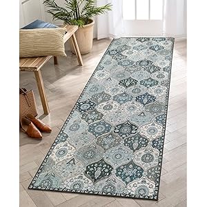Lahome Moroccan Hallway Runner Rug - 2'5''x8' Ultra-Thin Vintage Washable Rug Runner Oriental Rug Non-Slip Kitchen Runner Indoor Throw Carpet for Entryway Bedroom Laundry Room Foyer (2'5''x8