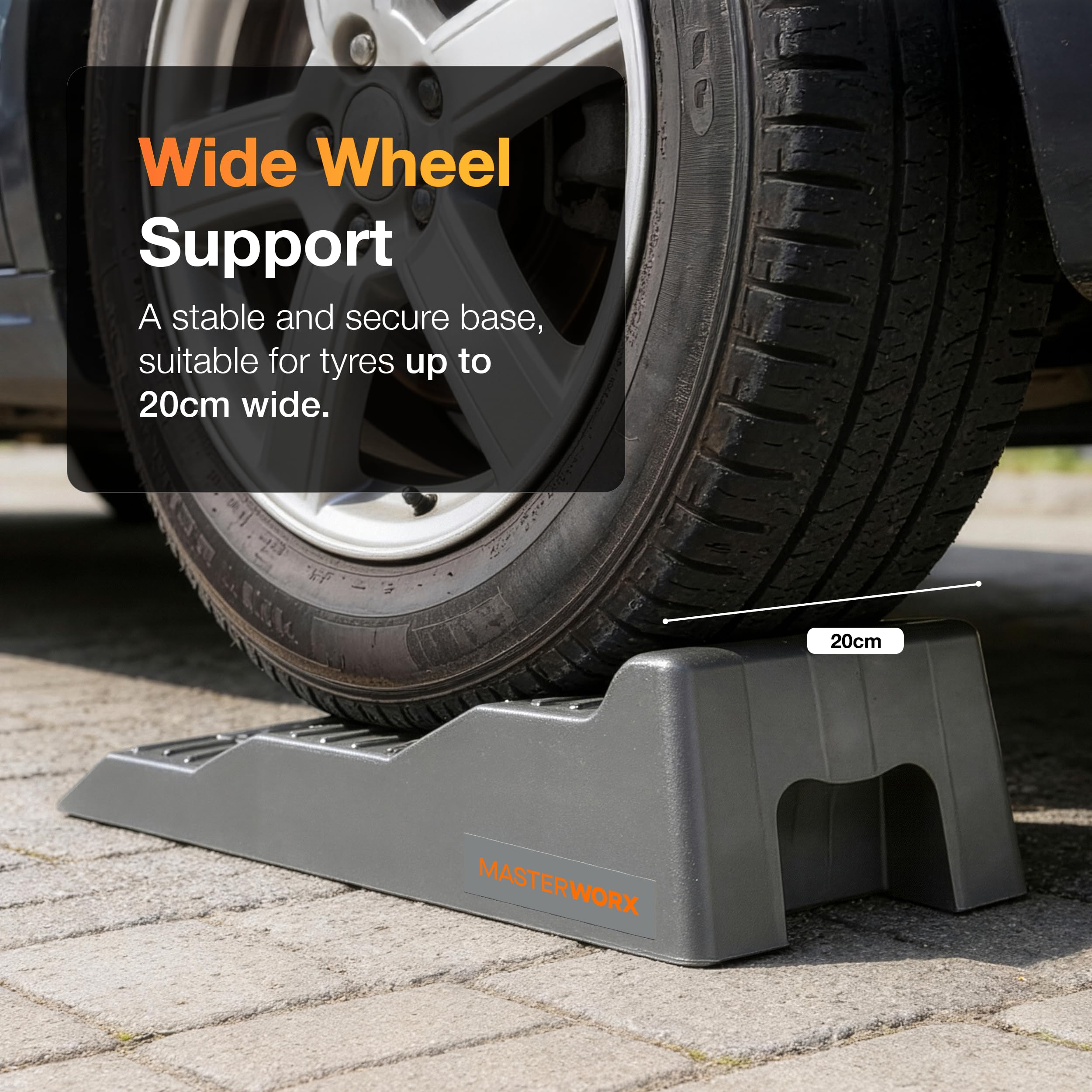 MasterWorx Caravan Levelling Ramp Set | Heavy Duty Ramps & Blocks for Motorhome, Campervan & Trailer | 3 Step Levelling Wheel Chocks | UV-Resistant | Anti-Skid | 5 Tonne Capacity - 3