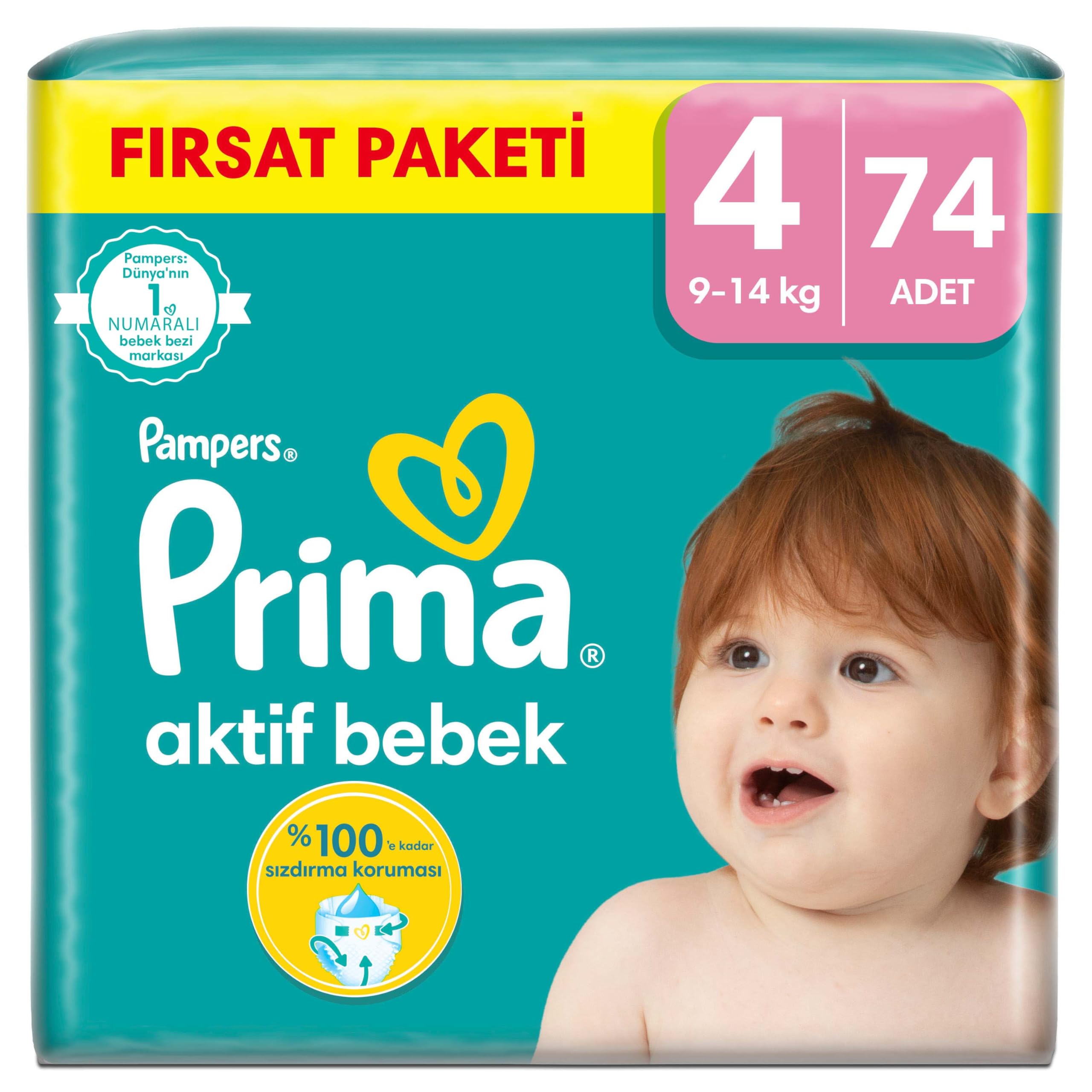 Prima Bebek Bezi Aktif Bebek 4 Beden 74 Adet Mega Fırsat Paketi