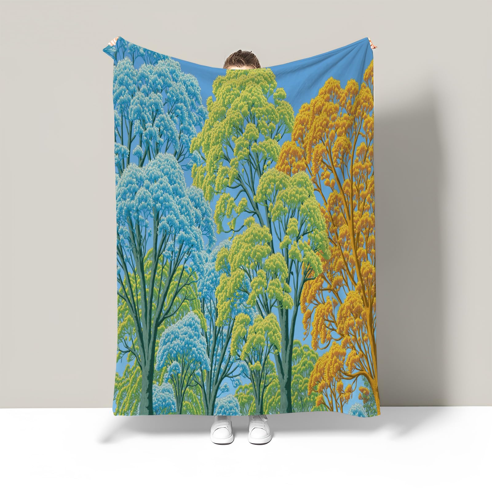 Couverture fausse fourrure cachemire forêt d'automne plaid doux et cocoon
