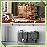 Vista 7 de Dresser for Bedroom with 16 Fabric Drawers Long Dresser with Charging Station TV Stand for 60" TV Dressers & Chest of Drawers for Bedroom, Living