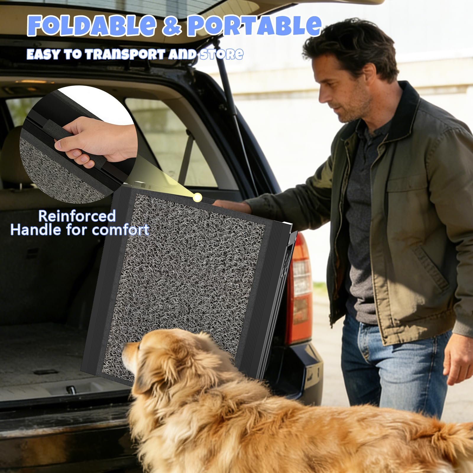 Rampe pour chien pour voiture - 160 x 43,2 cm - Rampe pliable pour grands chiens avec surface antidérapante - Rampe de voiture portable pour SUV, voiture et camion