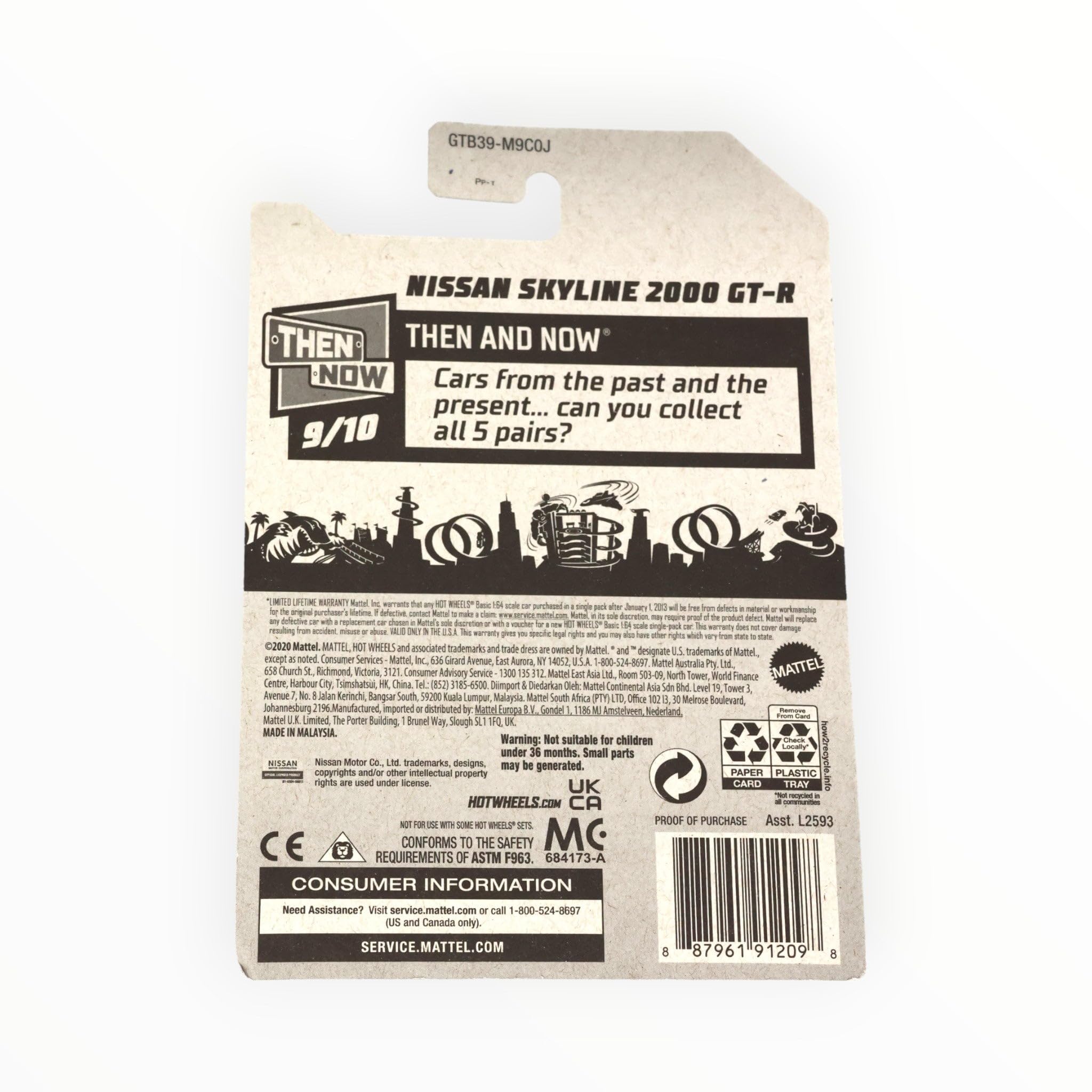 Hot Wheels Nissan Skyline 2000 GT R, Then and Now 9/10 [Yello]