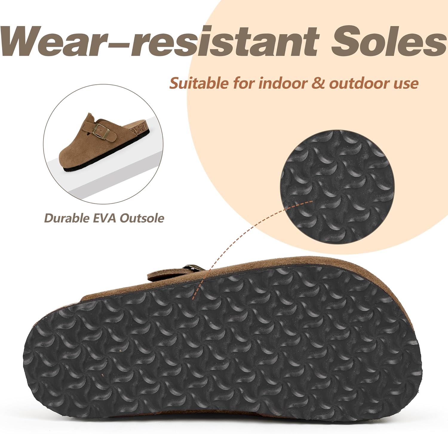 FANTURE Kids Genuine Suede Clogs with Cork Footbed - Adjustable Buckle Leather Sandals for Boys Girls Slip On Mules for Indoor & Outdoor - Image 6