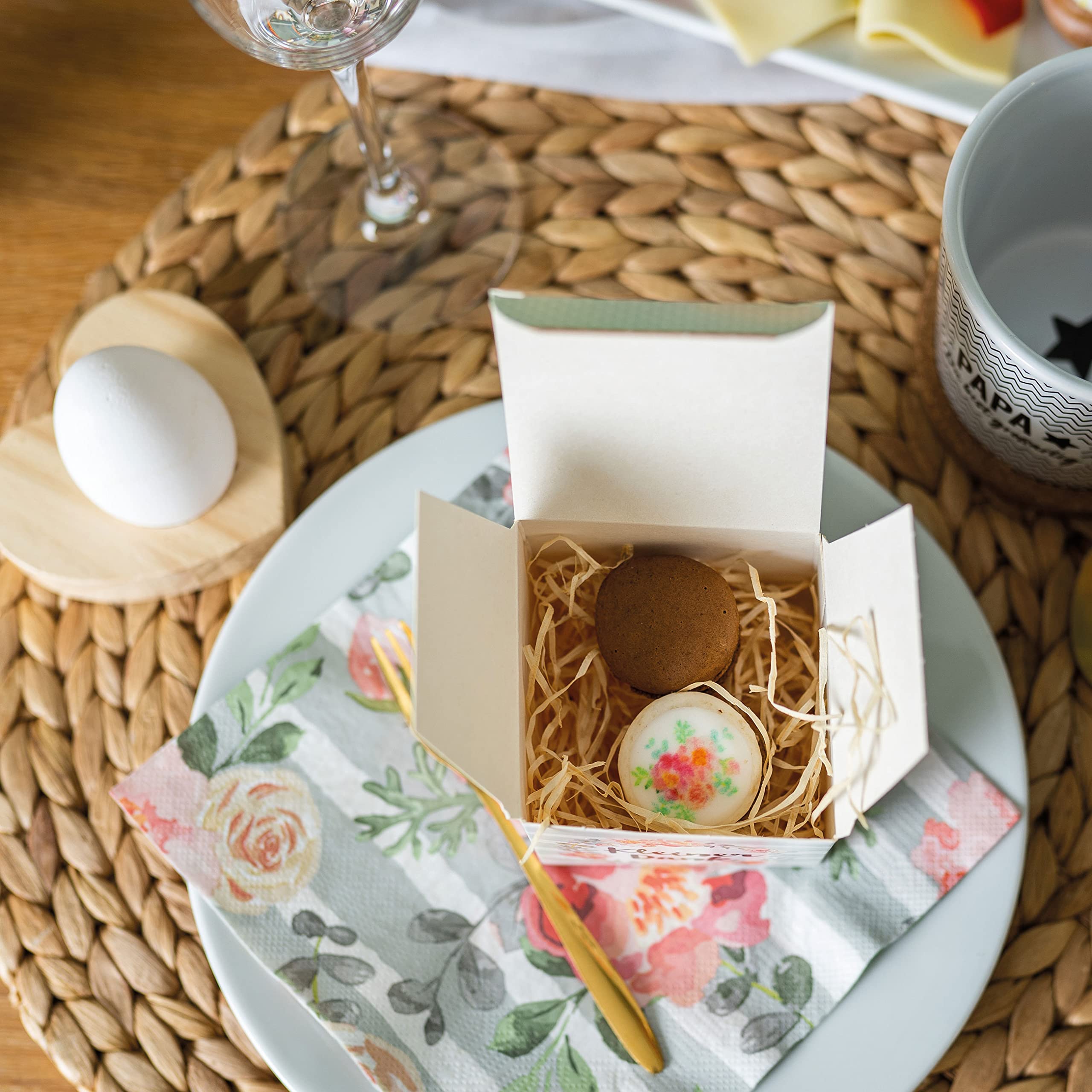 Papierdrachen Regalo per la festa della mamma, 6 scatole stampate, 6 biglietti pieghevoli con buste e 6 adesivi per la festa della mamma, confezione regalo floreale rosa menta