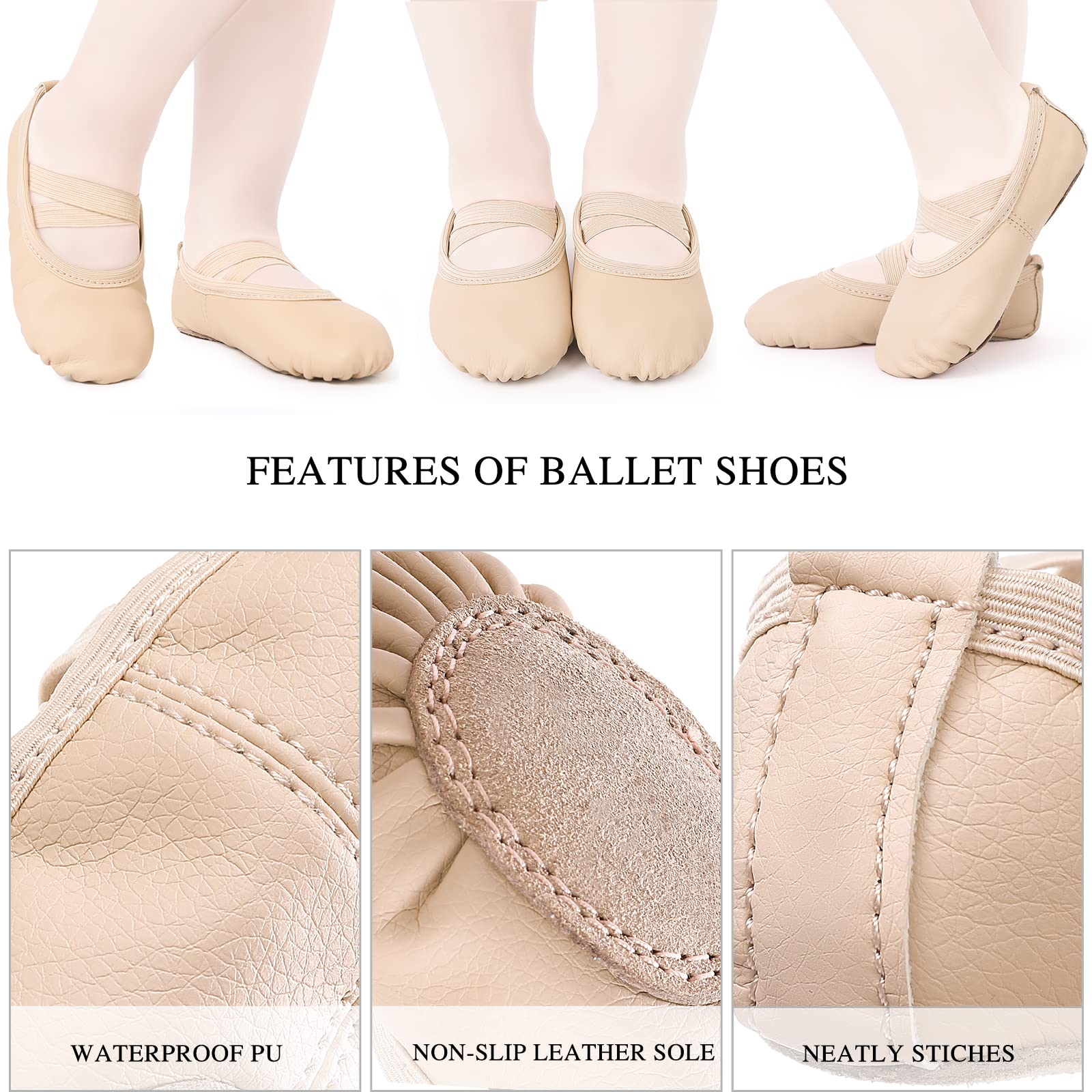 Zapatillas de Ballet Niñas Zapatillas de Baile Gimnasia Suela de Cuero para Niños Adultos Tamaño 20-40