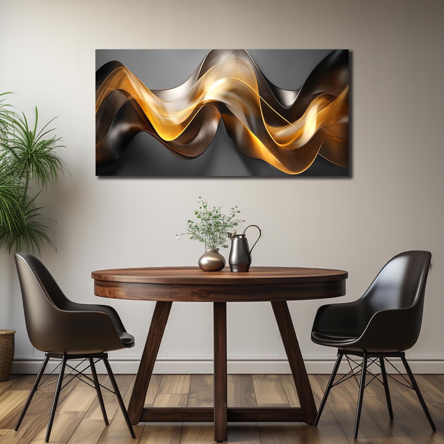 Ouzzlie Black Art Gold Wall Decor Abstract Wall Picture for Living Room Bedroom Office Modern Prints 24"x 48" Artwork
