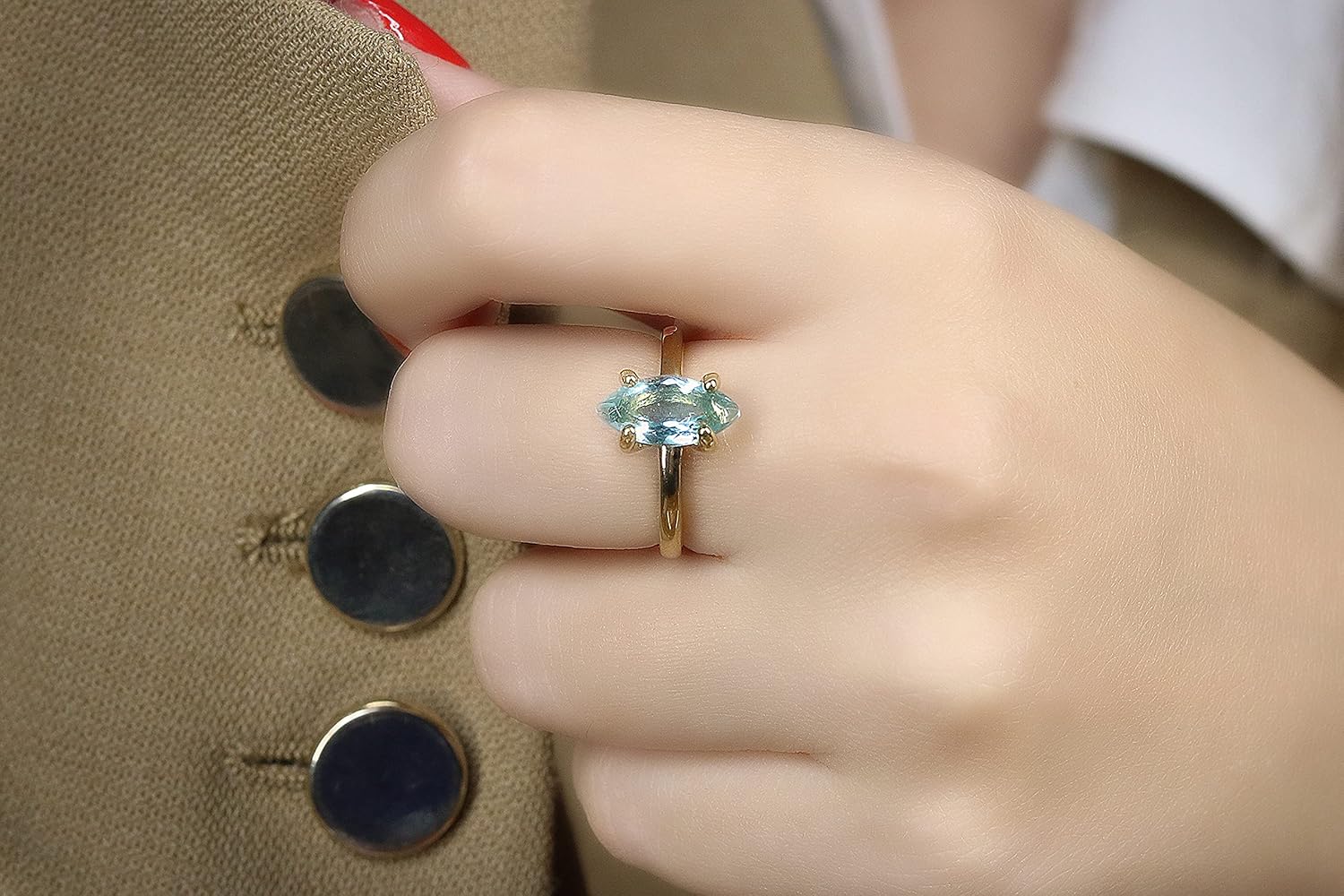 Blue Topaz in 14K Rose Gold Ring - Fashionable Statement and Stackable Rings for Women - Jewelry for Special Occasions and Everyday Wear