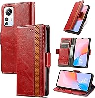 Vista 79 de Funda para Honor X7, Funda para Honor Play 30+ Plus Funda de piel sintética con ranuras para tarjetas Funda con soporte abatible Rojo