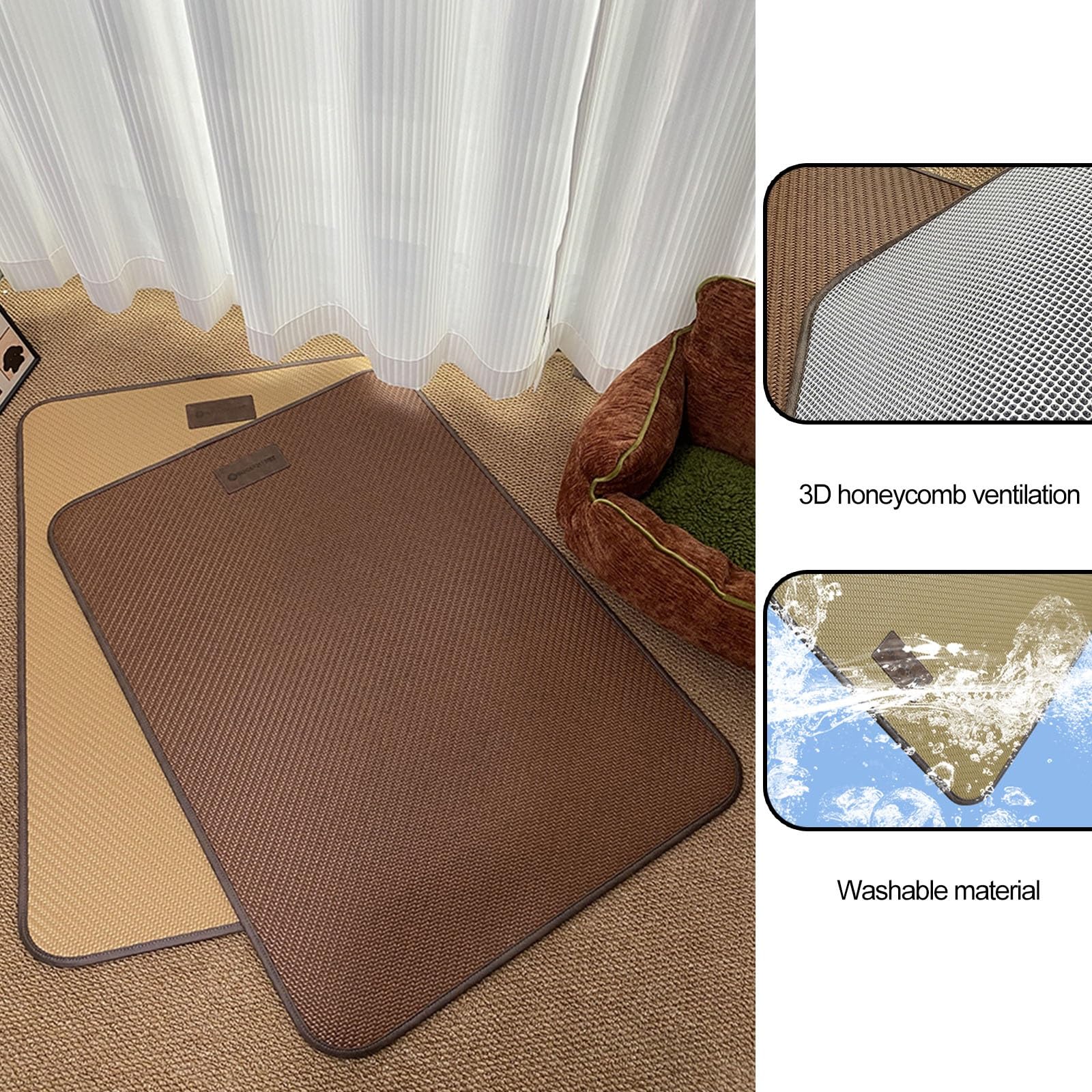 Alfombrilla Refrescante for Mascotas, Manta Refrescante Perro, Colchoneta Perro, Antimordeduras(Brown,60x50cm)