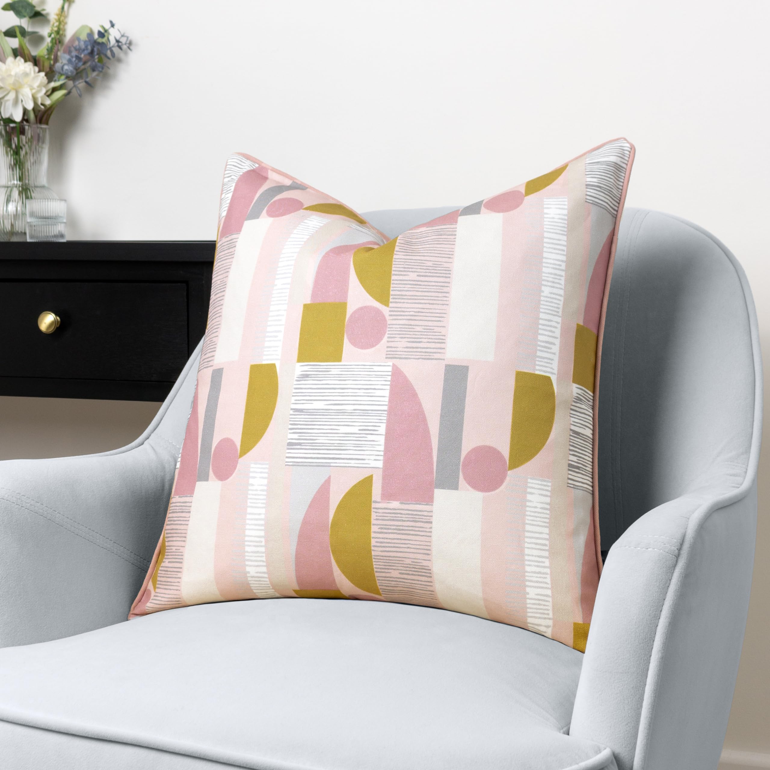 Paoletti Barcalona Art Deco Piped Cushion Cover, 50 x 50 cm