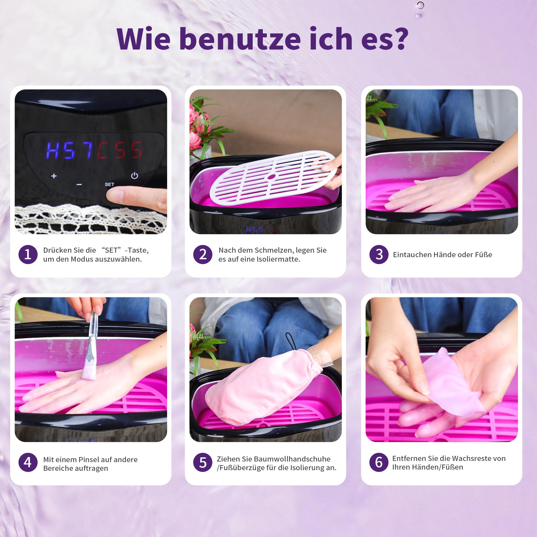 Forever Speed 4L Paraffinbad für Hände und Füße Arthrose, Paraffinbad Wärmer mit Manueller/Auto-Modus Paraffinbad Hände Füße Set mit 1350g Paraffinwachs und Handschuh, 230W