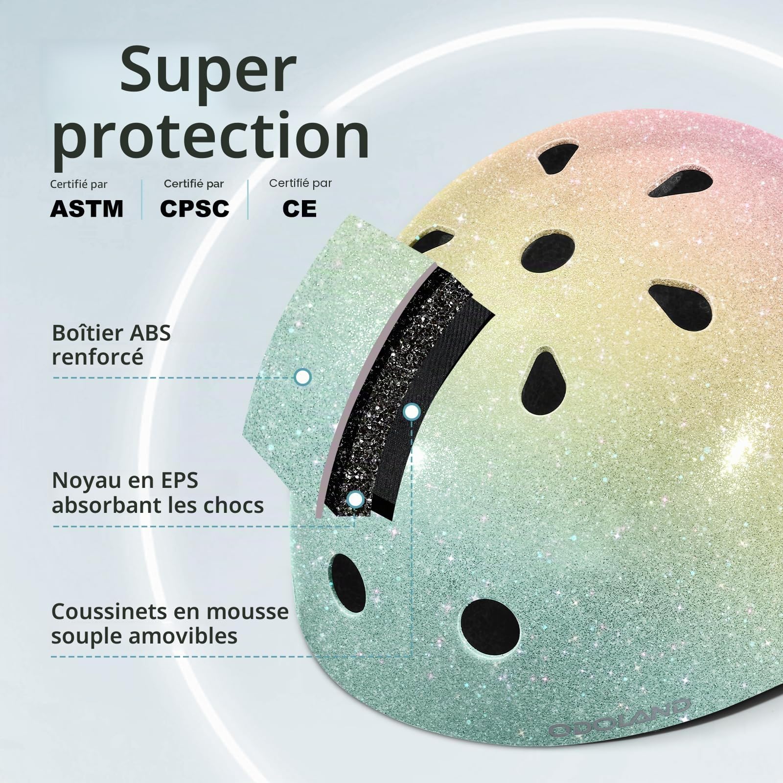 Odoland Casque de Vélo Enfant pour Garçons et Filles de 3 à 8 Ans, Casque Vélo Protection Enfant pour Cyclisme, Skateboard, Trottinette, Adjustable, Léger, Multiples Couleurs et Styles