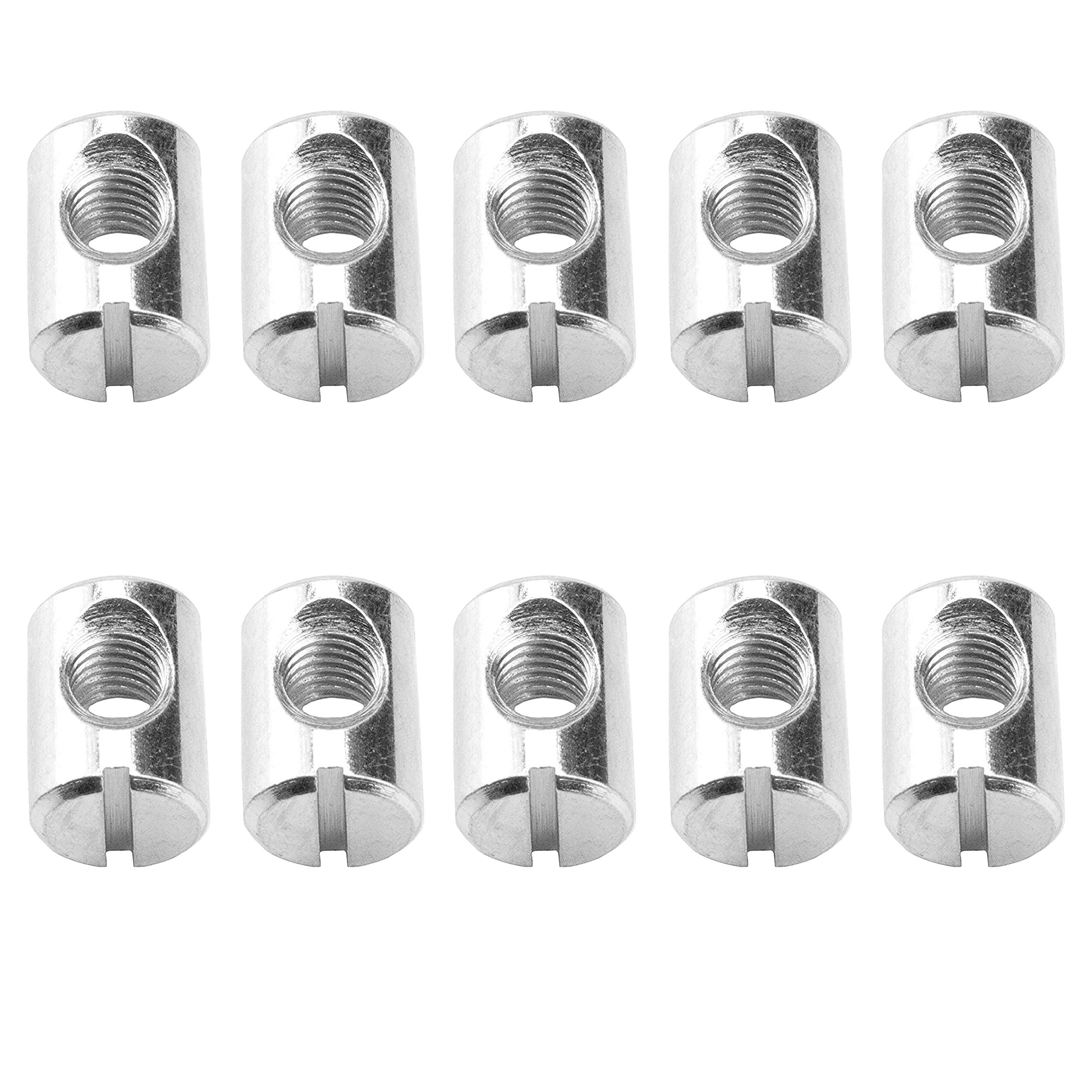 10x BZP M6 x 14mm Slotted Barrel Nuts for Beds Cribs Chairs Desks