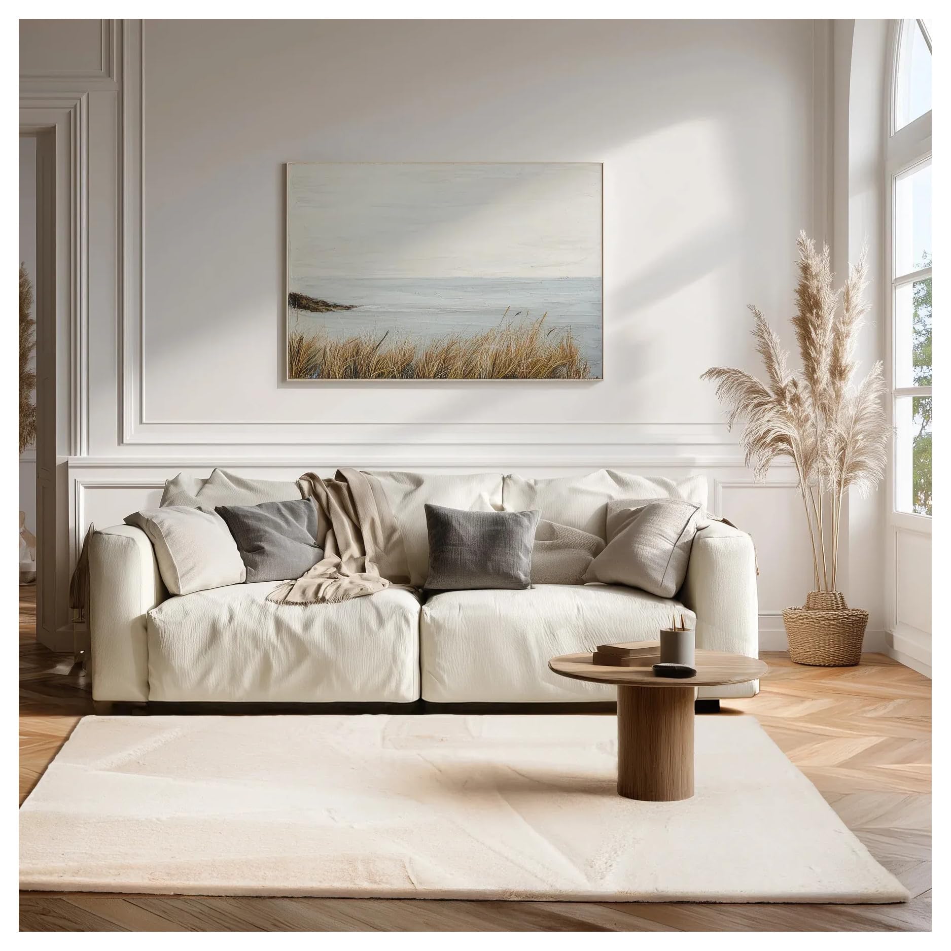 Tappeto shaggy 70 x 370 cm crema Dave - in pelliccia sintetica a pelo lungo - Soffice a pelo lungo per soggiorno, camera da letto e cameretta