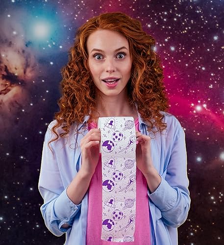 Miniatura 2 de Printed TP Papel higiénico de baño de 2 capas con patrón espacial, rollo de papel higiénico morado novedoso, divertido papel higiénico para