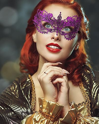 Vista 20 de JOVITEC 10 máscaras multicolor para mujer, máscaras venecianas de encaje, para Halloween, carnaval, mari, hierba, fiesta de disfraces