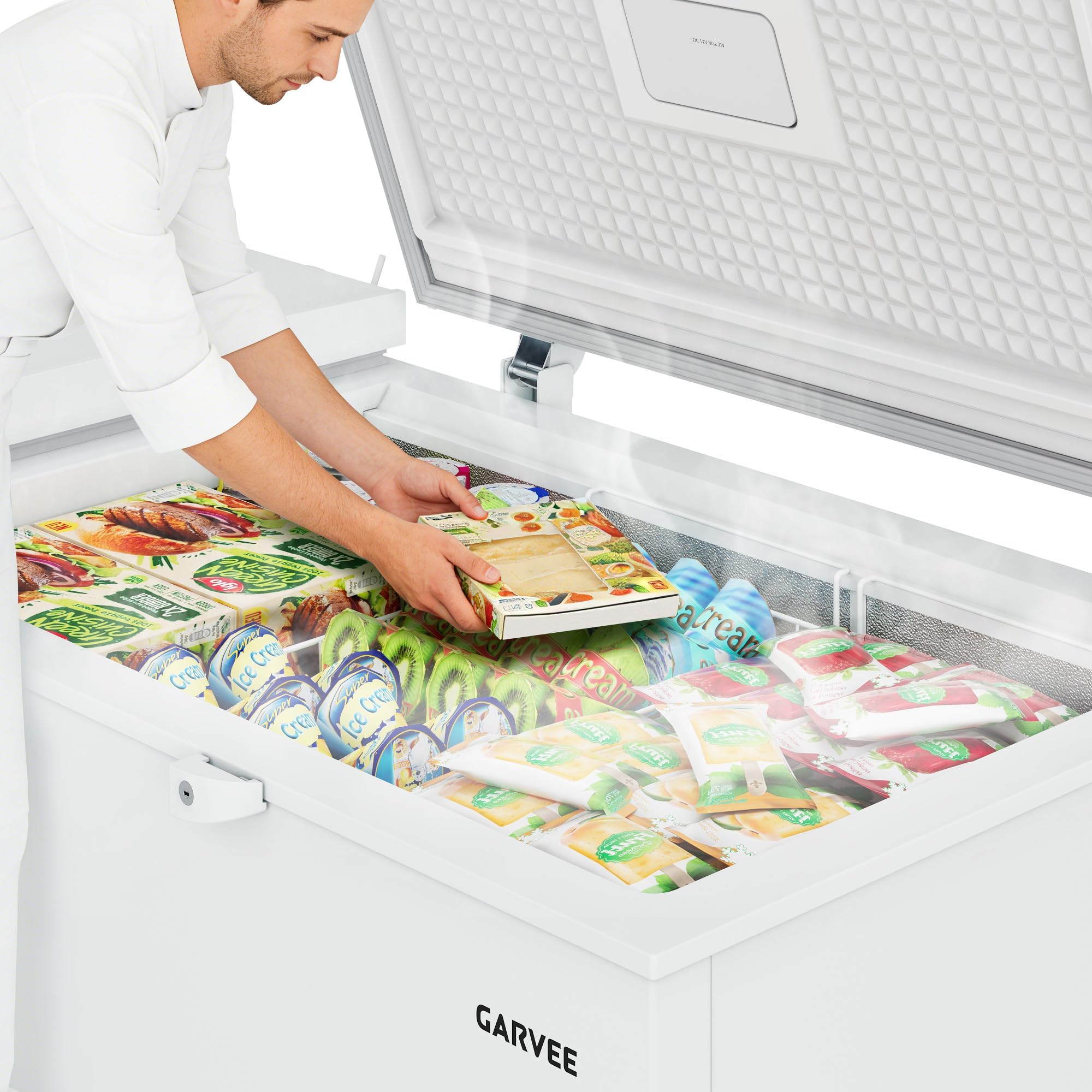 25 Cu. Ft. Garage Ready White Convertible Chest/Deep Freezer With Adjustable Thermostat, Double Door Lid, 2 Removable Baskets, 6 Swivel Casters, Chest Freezer For Large Family Storage on Fridge.com - View 5