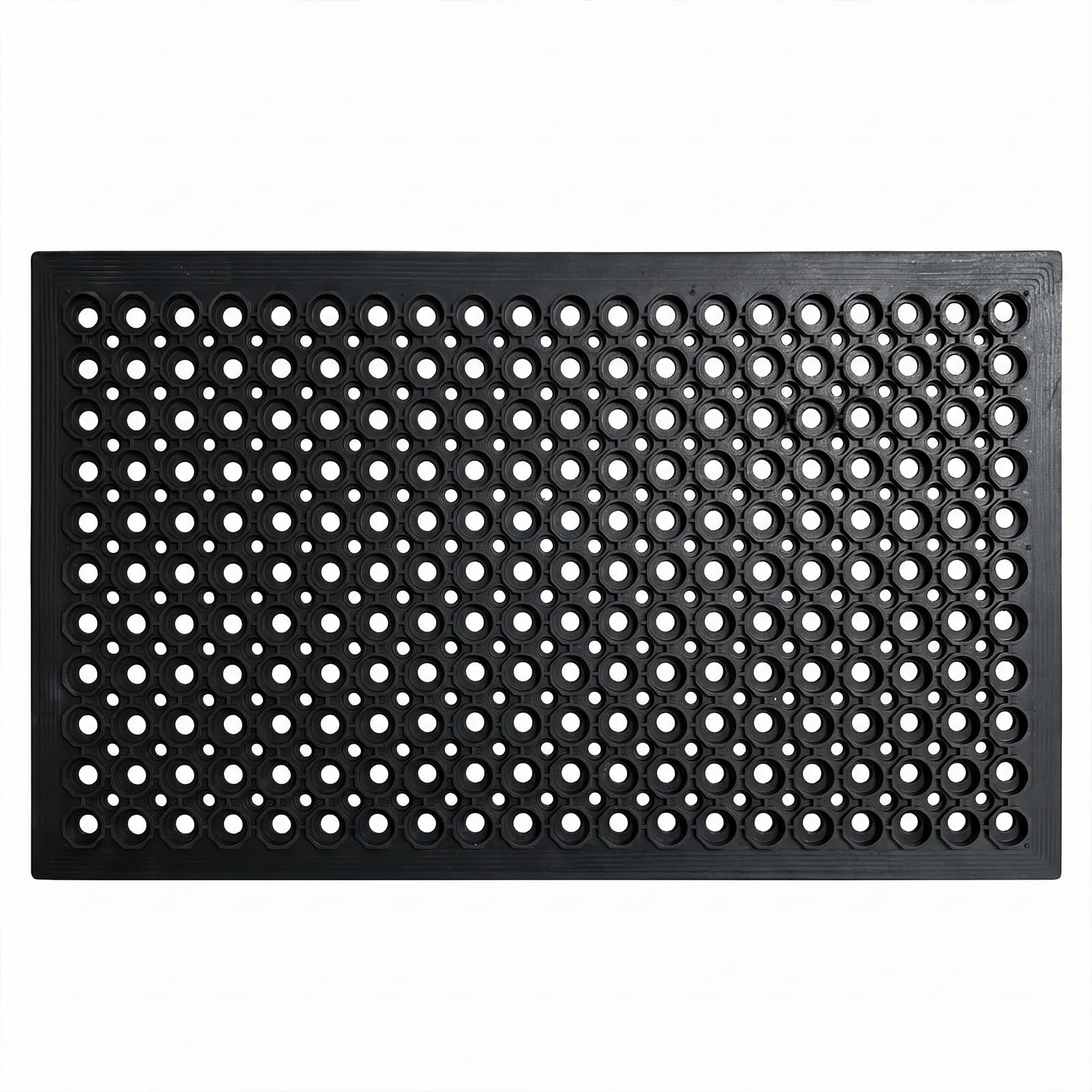 EDS Commercial Rubber Floor Mat Heavy Duty Large Outdoor Rubber Entrance Door Mat Anti Fatigue Non Slip Mats with Drainage Hole for Industrial Kitchen Restaurant Garage Garden (PACK OF 1, 45 x 75 CM)