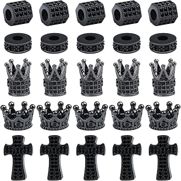 25 Pcs King Crown Charms Beads Rhinestone Crown Beads Charm for Jewelry Making Hexagon Cross Shaped Spacer Hole Bead Bracelet Connector Beads for DIY Crafts