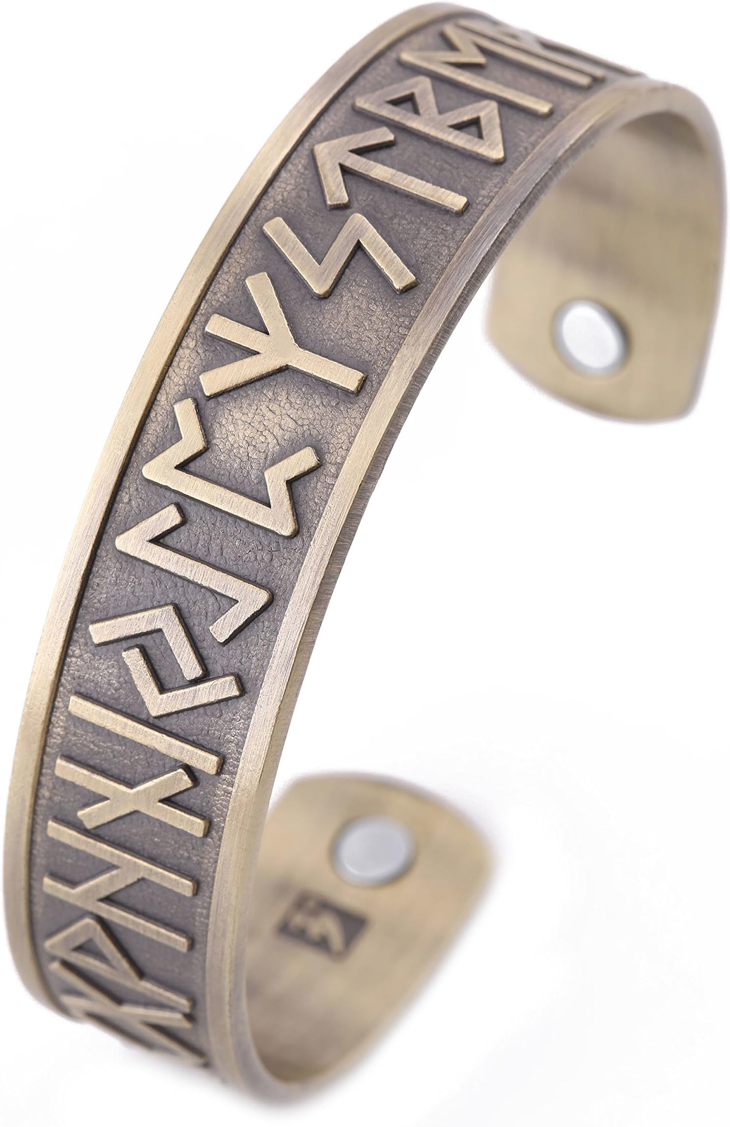 EUEAVAN Magnetic Care Viking 24 Amulet Runes Cuff Bracelet for Easing Fatigue,Blood Circulation (Antique Bronze)